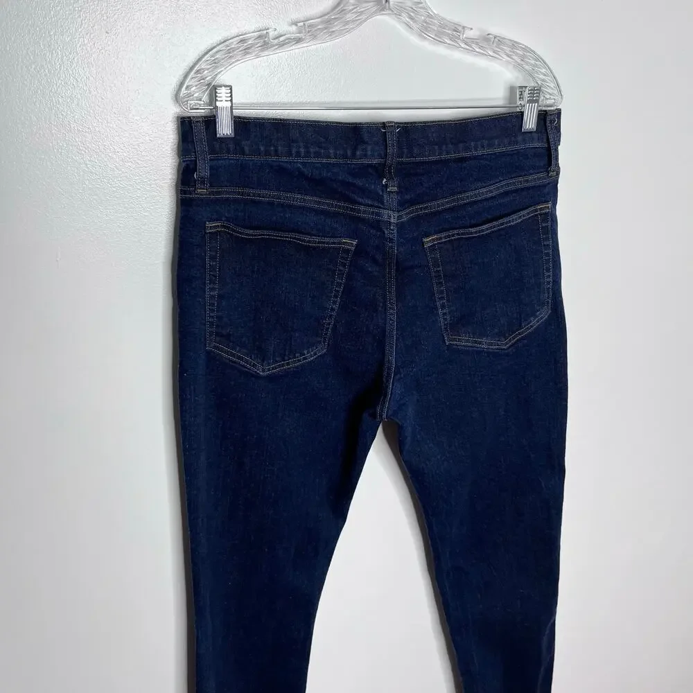 J.Crew Flex Straight Jeans Mens 35x34 Dark Wash Stretch Denim Re-Imagined
